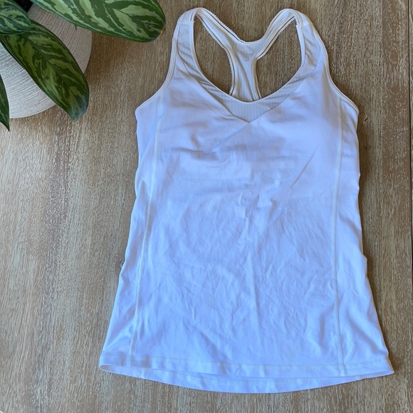 lululemon athletica Tops - Lululemon White Tank Top with Bra Support Size 8
